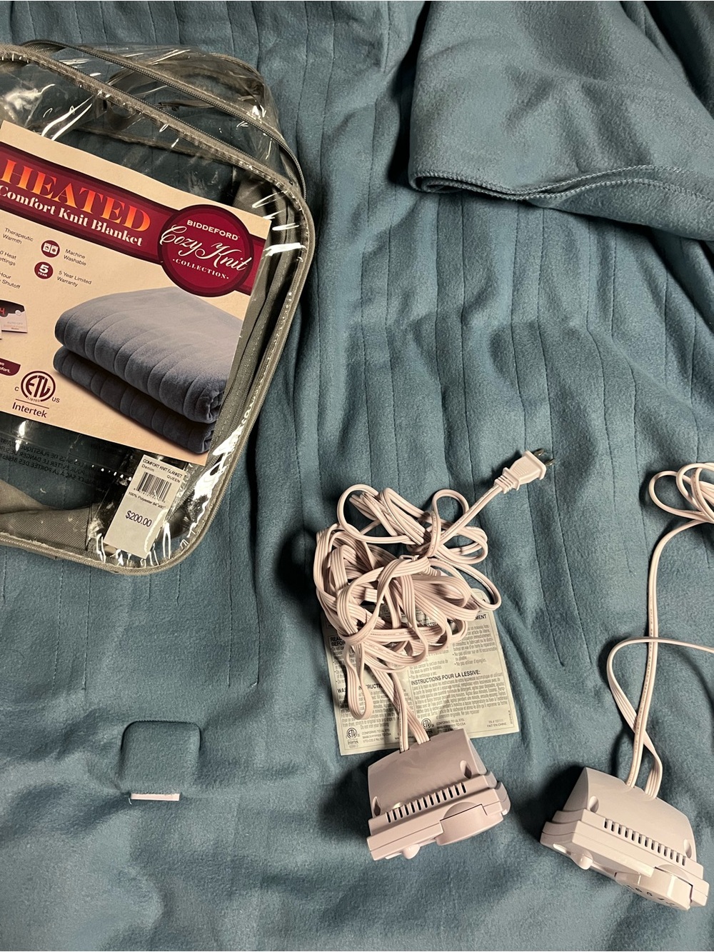 Heated Electric Blanket with Dual Controllers - Queen size - Blue